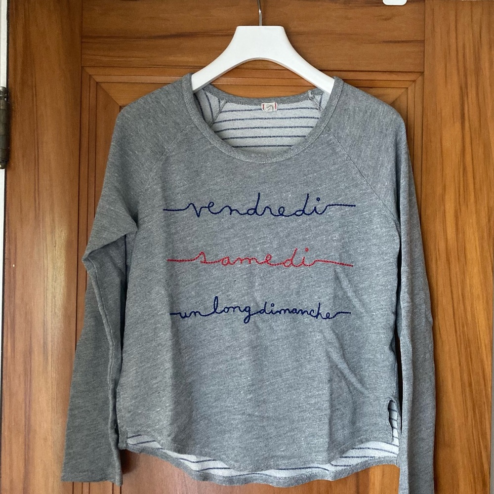 Anthropologie / t.La Gray longhand French scrip pullover